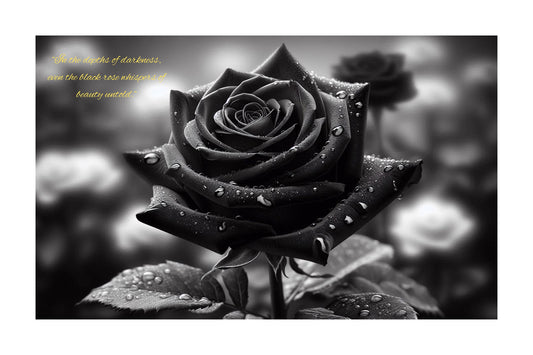 A Black Rose Wall Art Decor Gift Present Her Him