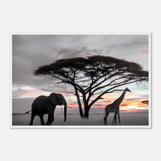 African Silhouette Wall Art Africa Room Decor Classic Semi-Glossy Paper Wooden Framed Poster