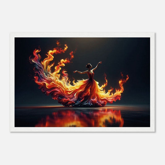 A Dance of Fire Wall Art Decor Gift   Classic Semi-Glossy Paper Wooden Framed Poster