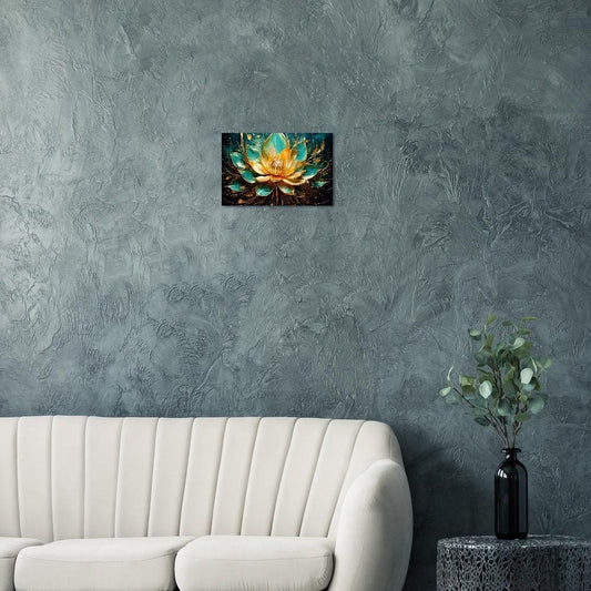 Abstract Flower Art Print – Vibrant Gold & Turquoise Wall Decor