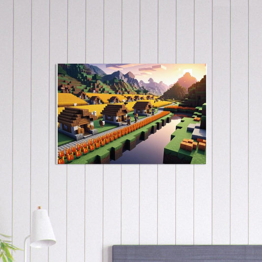 Adorable Minecraft Village Poster 1- Perfect Kids Room Decor for Young Gamers